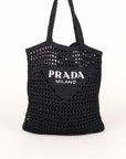 Prada Raffia Logo Tote Bag