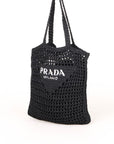Prada Raffia Logo Tote Bag