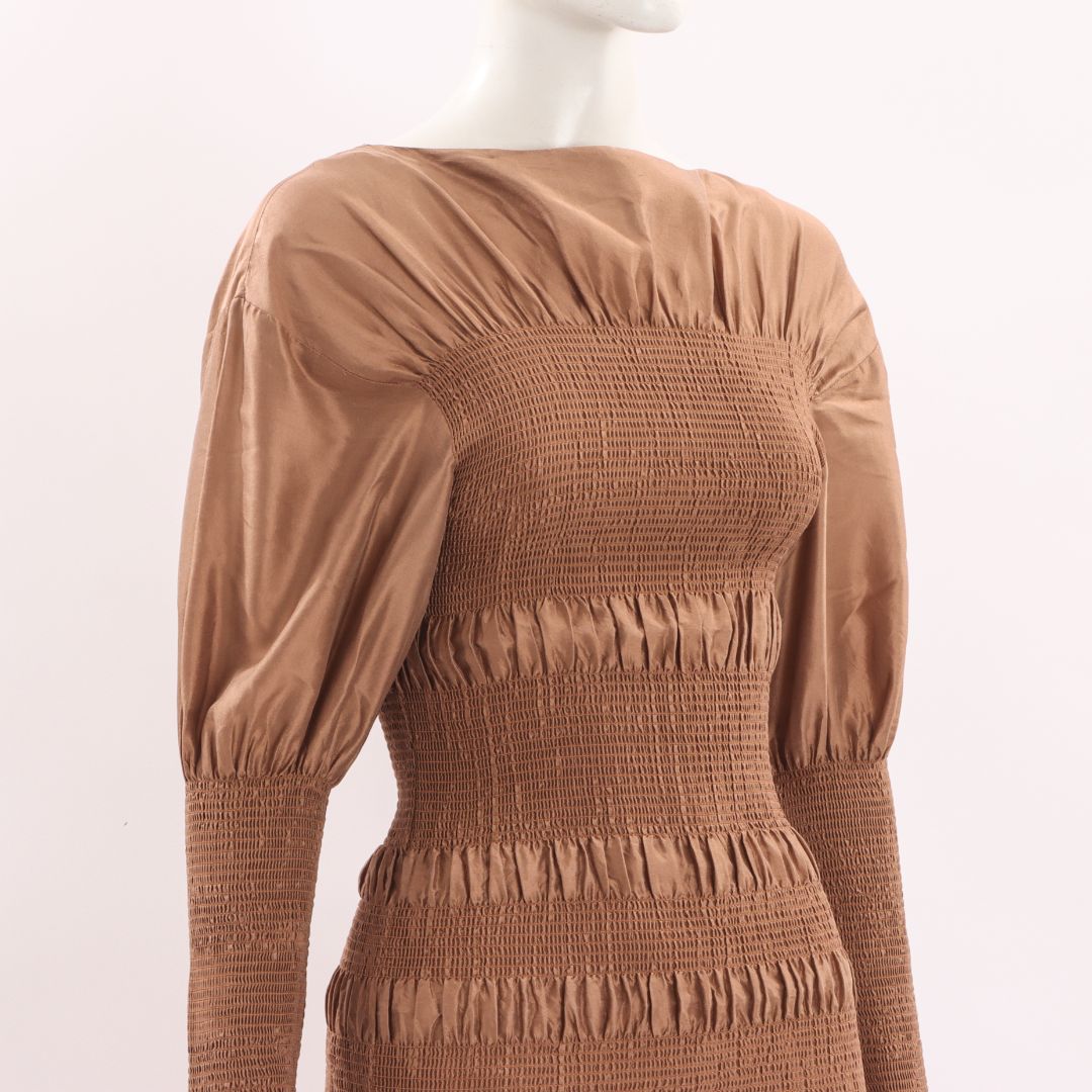 Toteme Coripe Smocked Dress Extra Small