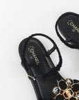 Chanel Tweed Interlocking CC Flat Sandals Size 38