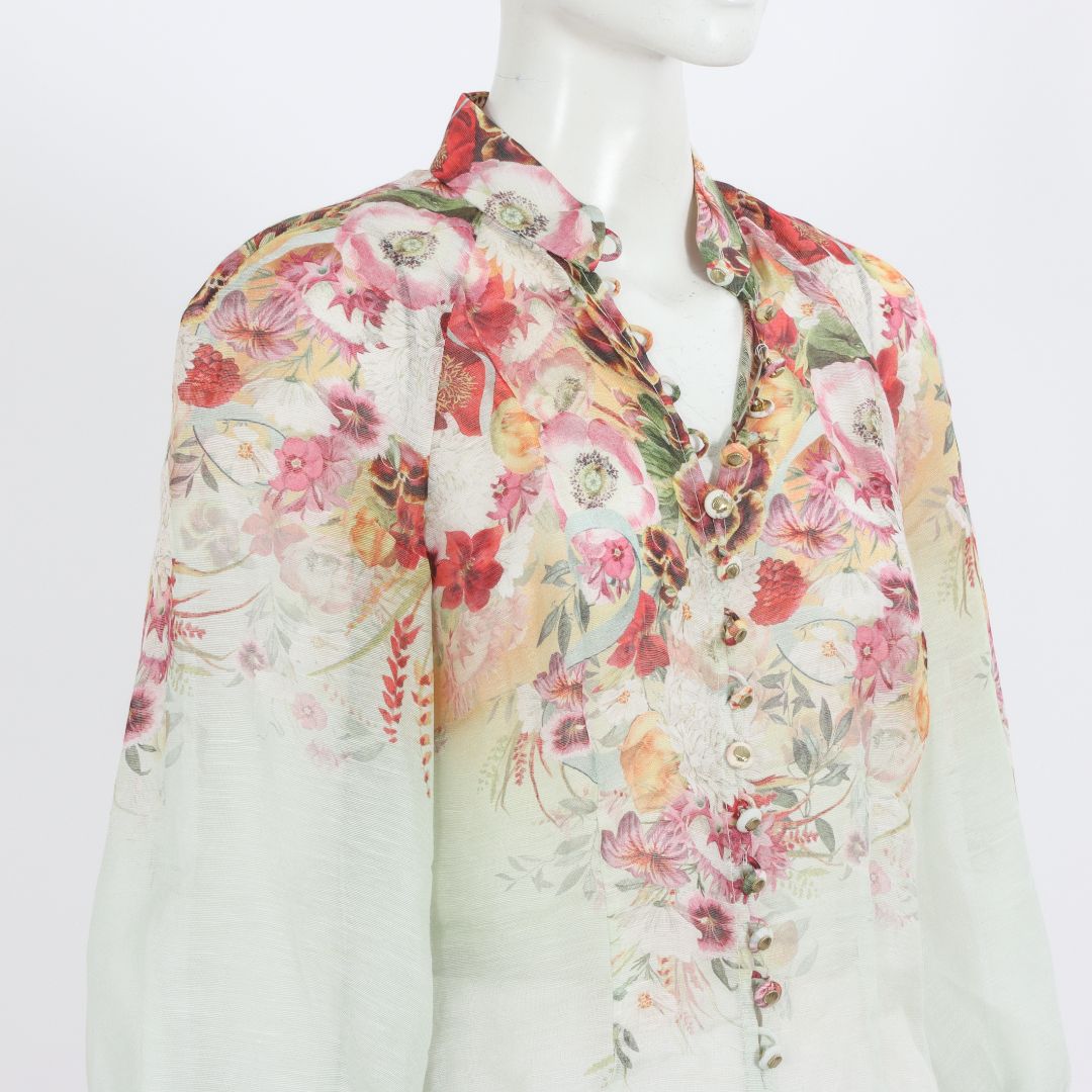 Zimmermann &#39;Wonderland&#39; Floral Print Blouse Size 1