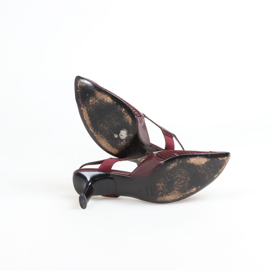 Prada Mesh and Leather Pointed Kitten Heels Size 37