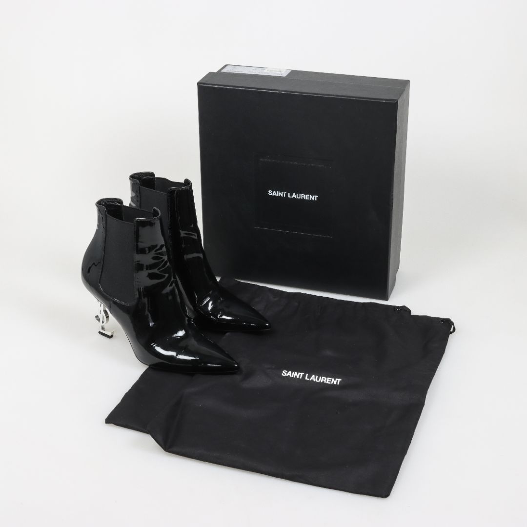 Saint Laurent &#39;Opyum&#39; Patent Leather Ankle Boots Size 39