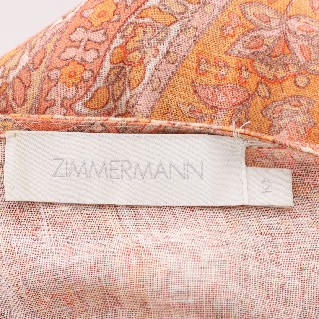 Zimmermann &#39;Brighton&#39; Paisley Print Linen Dress Size 2
