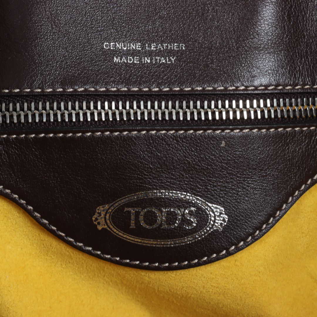 Tod&#39;s Leather and Suede Double T Shopping Tote