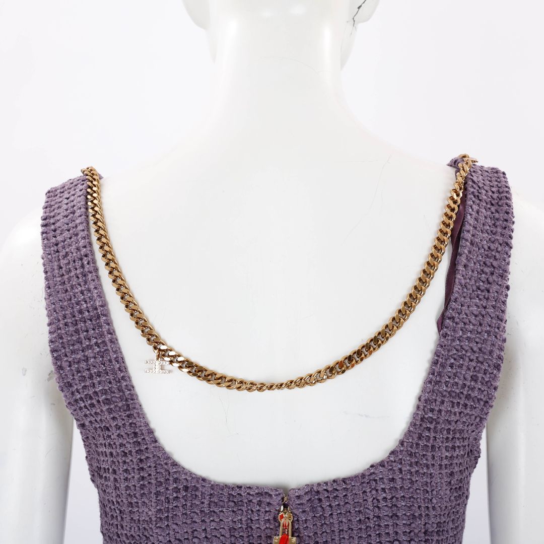Elisabetta Franchi Tweed Chain Mini Dress Size IT 40 | AU 8