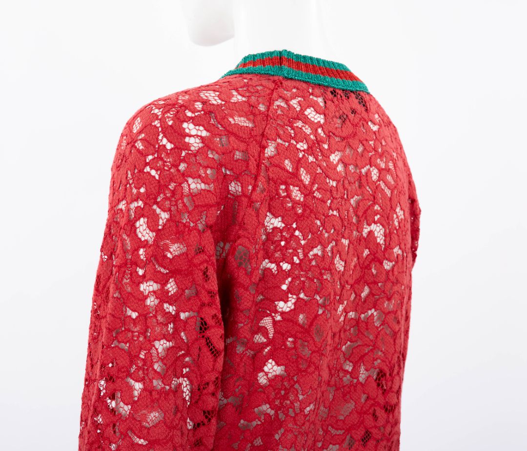 Gucci L&#39;Aveugle Par Amour Graphic Lace Sweater Size M