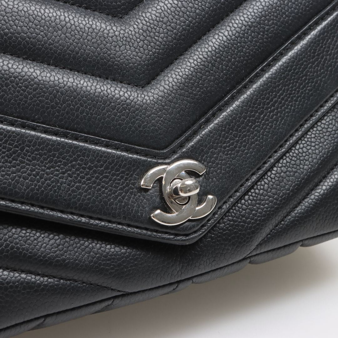 Chanel Medium Leather Chevron Quilted Flap Bag